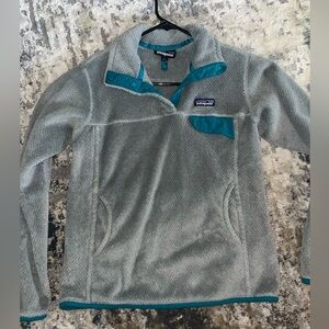Teal and Gray Patagonia Synchilla Snap Fleece